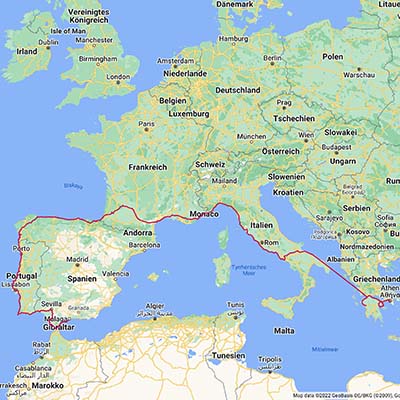 Karte der 2016 gefahrenen Tracks